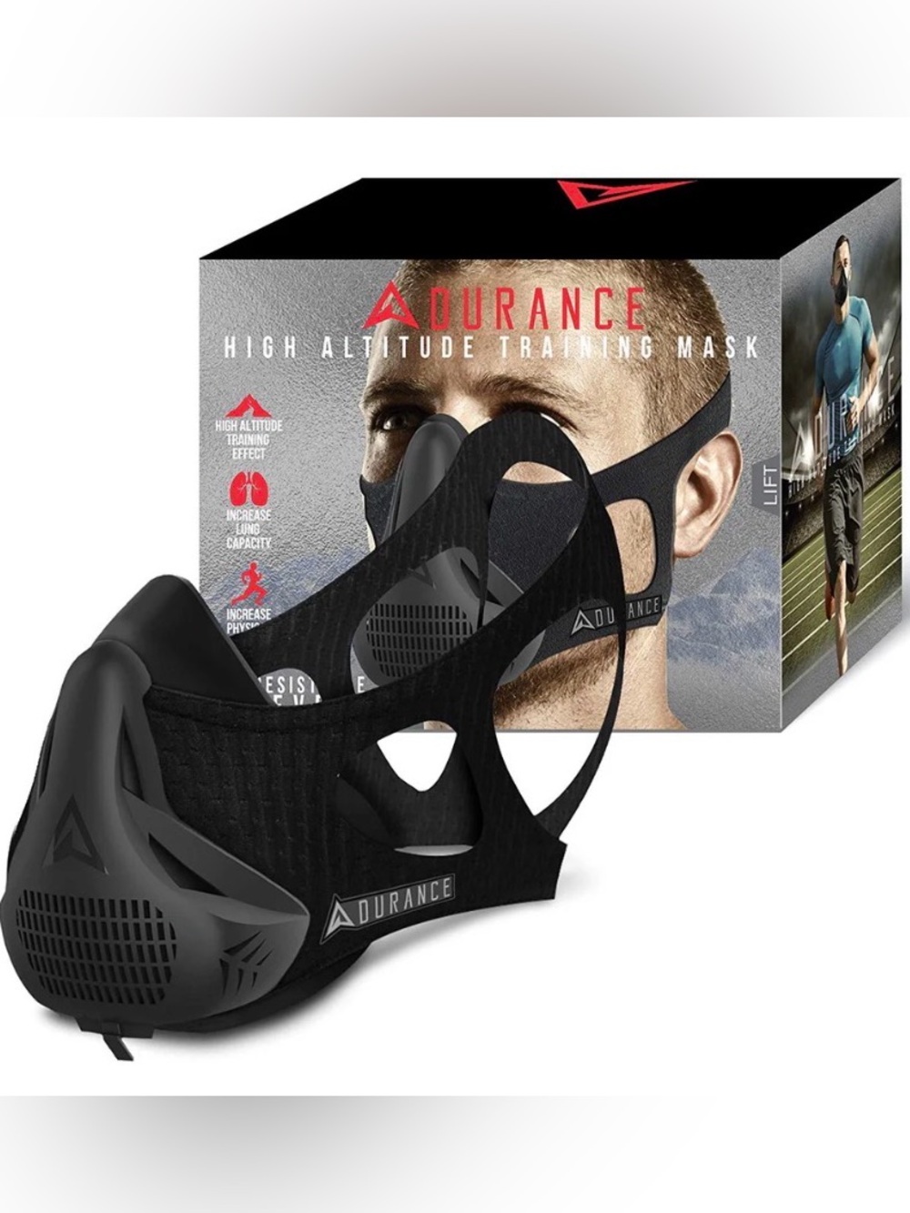 Adurance High Altitude Training Mask 4 Resistance Levels Black Workout Mask